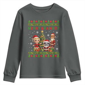 Merry Brainrot Youth Sweatshirt Funny Ugly Christmas Italian Meme Gift TS12 Dark Heather Print Your Wear