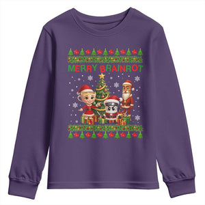 Merry Brainrot Youth Sweatshirt Funny Ugly Christmas Italian Meme Gift TS12 Purple Print Your Wear