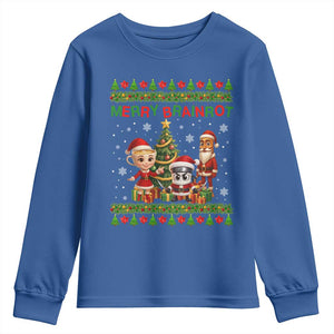 Merry Brainrot Youth Sweatshirt Funny Ugly Christmas Italian Meme Gift TS12 Royal Blue Print Your Wear