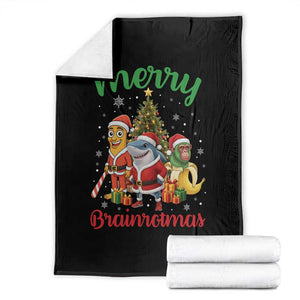 Merry Brainrotmas Throw Blanket Funny Italian Brainrot Meme Christmas TS12 Black Print Your Wear