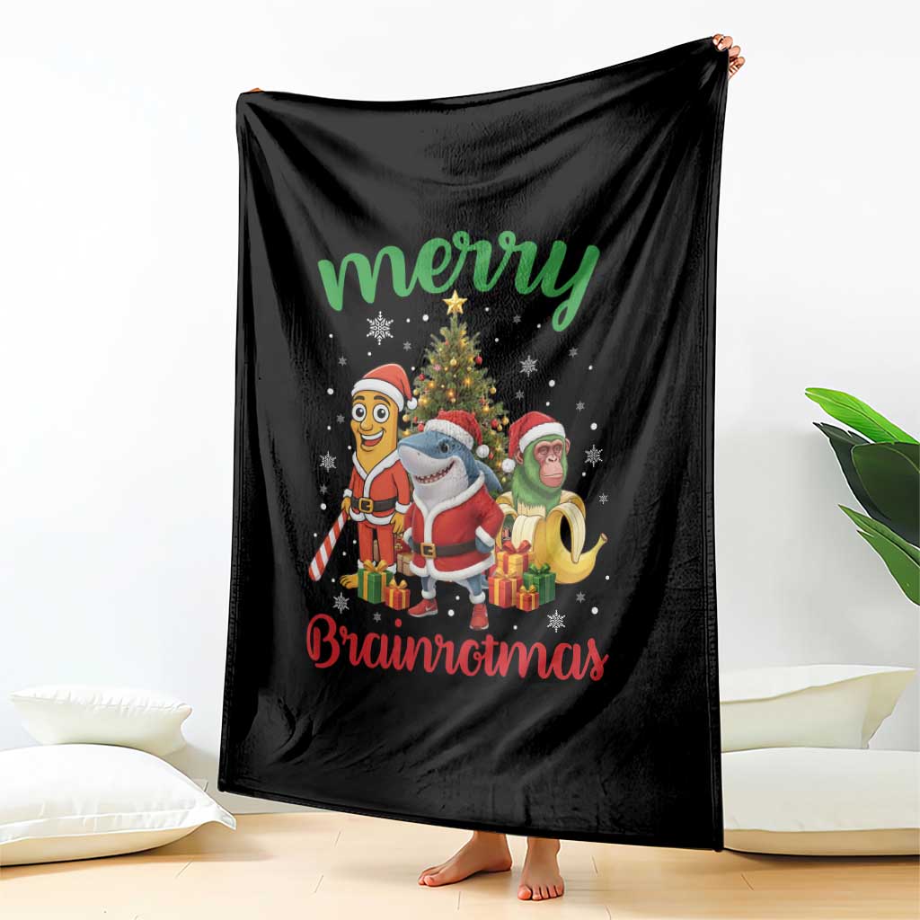 Merry Brainrotmas Throw Blanket Funny Italian Brainrot Meme Christmas TS12 Print Your Wear