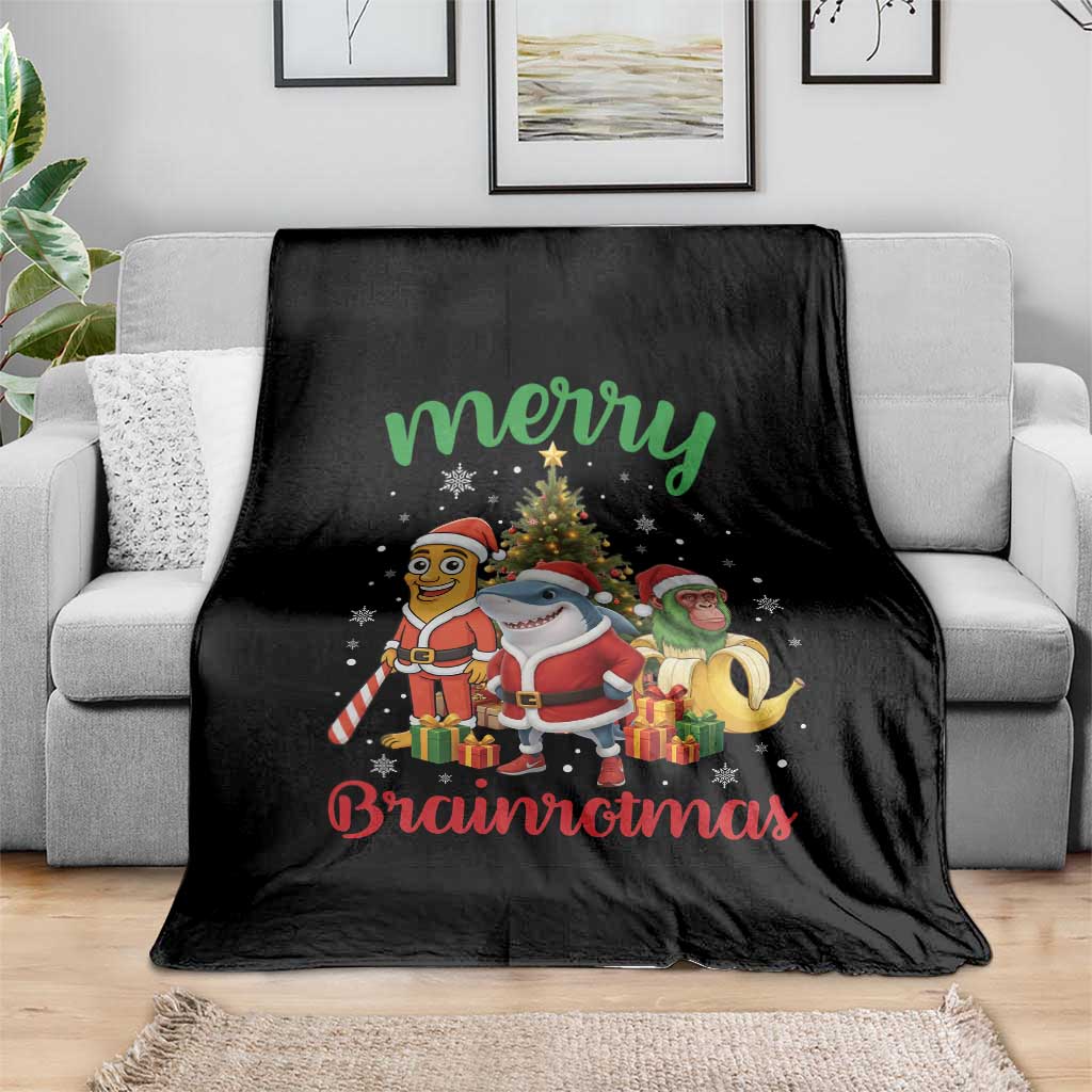 Merry Brainrotmas Throw Blanket Funny Italian Brainrot Meme Christmas TS12 Print Your Wear