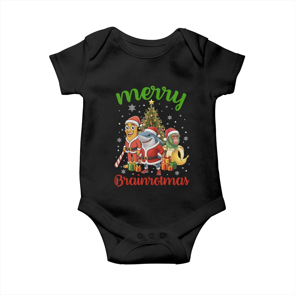 Merry Brainrotmas Baby Onesie Funny Italian Brainrot Meme Christmas TS12 Black Print Your Wear