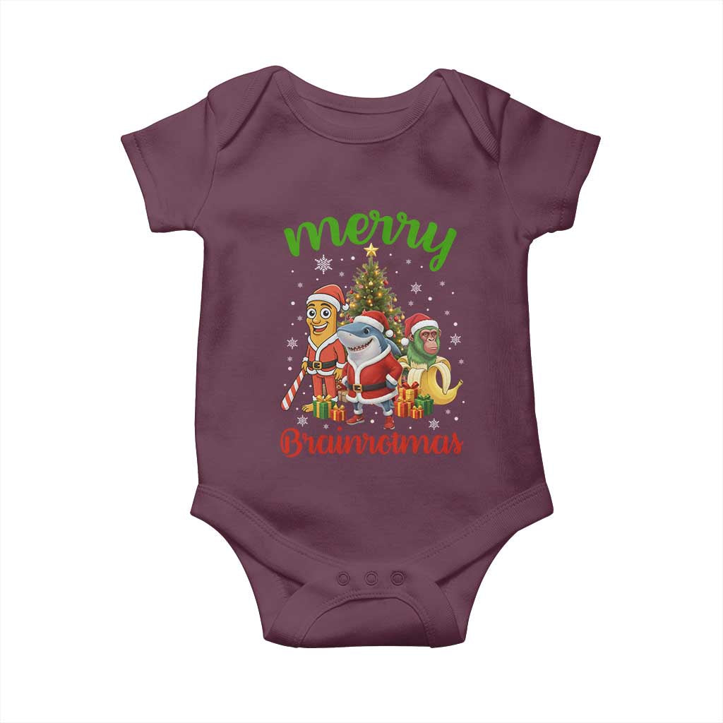 Merry Brainrotmas Baby Onesie Funny Italian Brainrot Meme Christmas TS12 Maroon Print Your Wear
