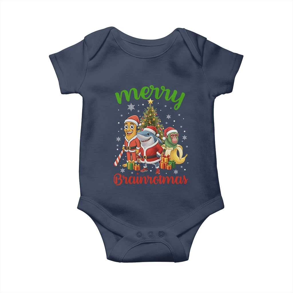 Merry Brainrotmas Baby Onesie Funny Italian Brainrot Meme Christmas TS12 Navy Print Your Wear