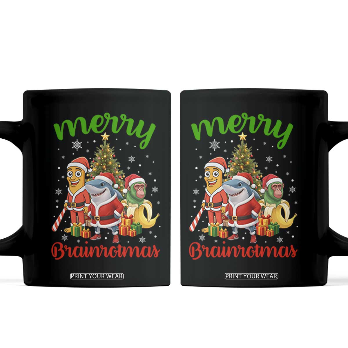 Merry Brainrotmas Coffee Mug Funny Italian Brainrot Meme Christmas TS12 Black Print Your Wear