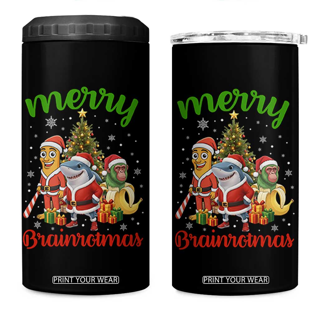 Merry Brainrotmas 4 in 1 Can Cooler Tumbler Funny Italian Brainrot Meme Christmas TS12 One Size: 16 oz Black Print Your Wear