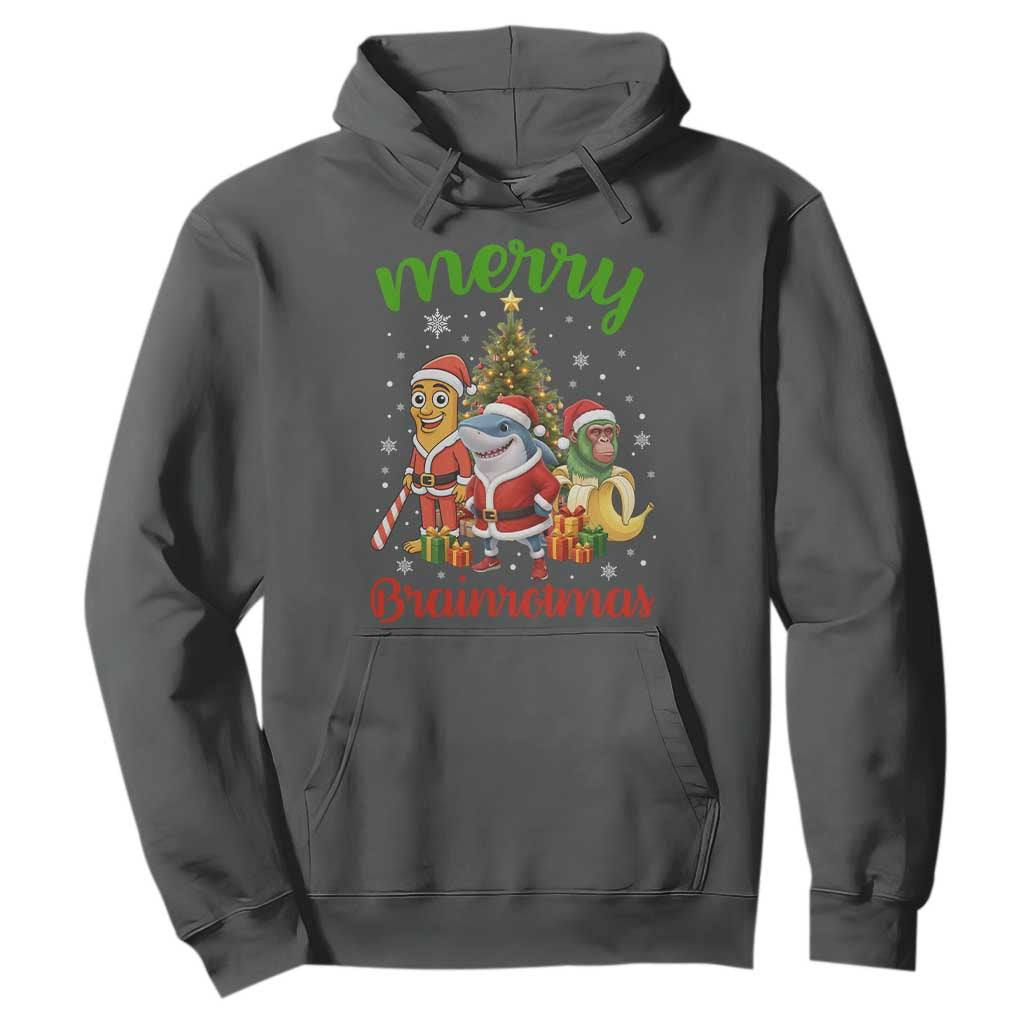Merry Brainrotmas Hoodie Funny Italian Brainrot Meme Christmas TS12 Dark Heather Print Your Wear
