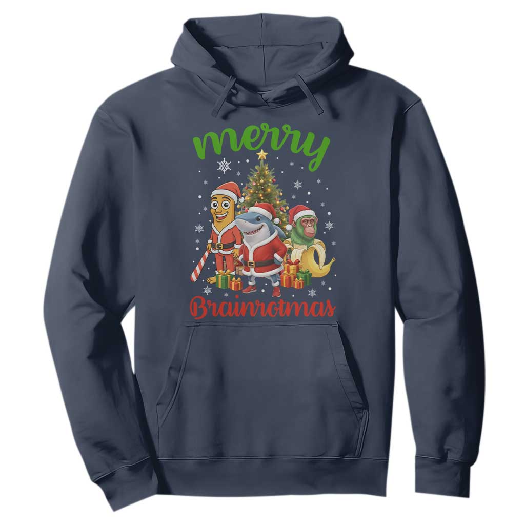 Merry Brainrotmas Hoodie Funny Italian Brainrot Meme Christmas TS12 Navy Print Your Wear