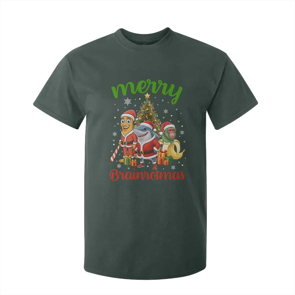 Merry Brainrotmas T Shirt For Kid Funny Italian Brainrot Meme Christmas TS12 Dark Forest Green Print Your Wear