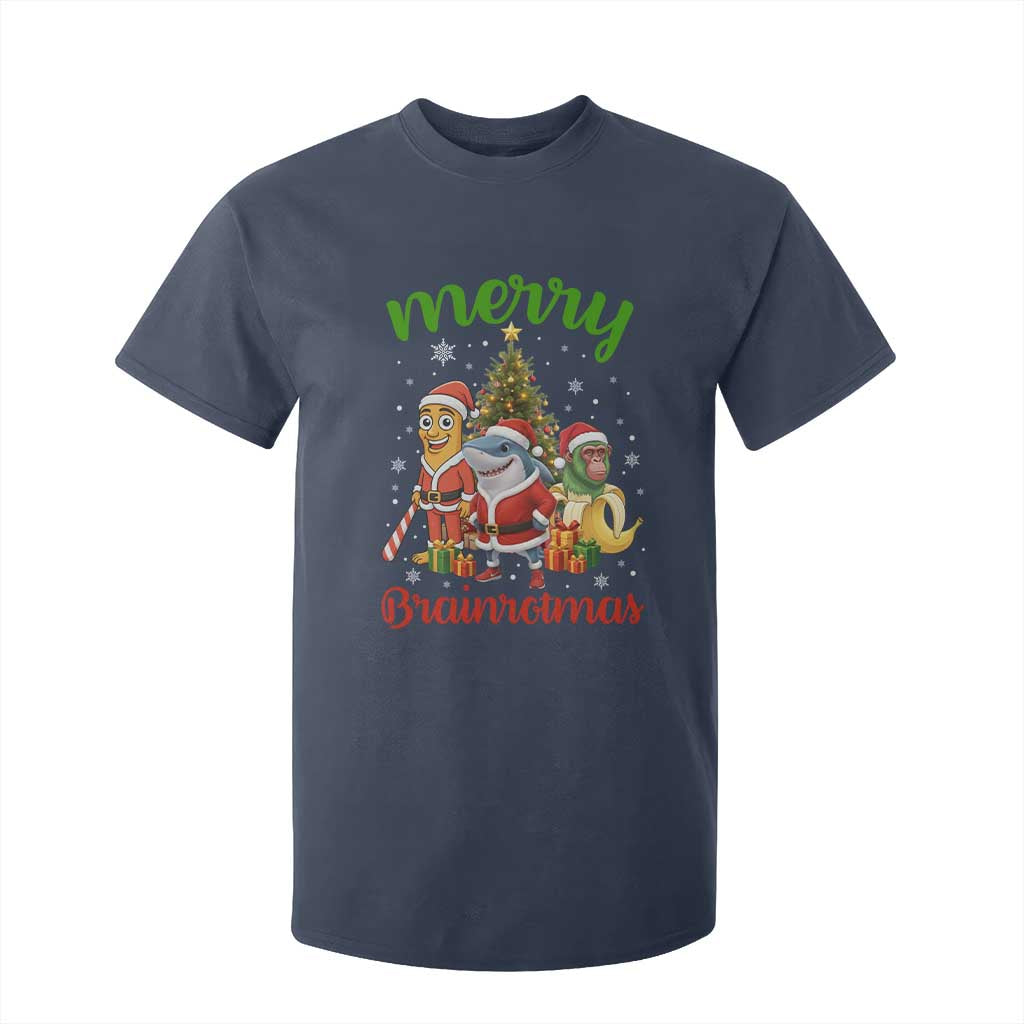 Merry Brainrotmas T Shirt For Kid Funny Italian Brainrot Meme Christmas TS12 Navy Print Your Wear