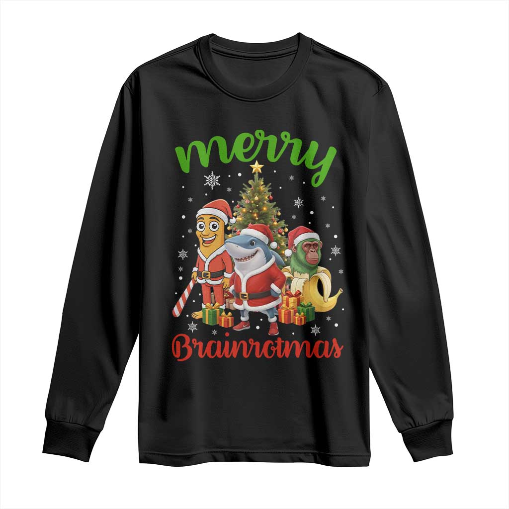 Merry Brainrotmas Long Sleeve Shirt Funny Italian Brainrot Meme Christmas TS12 Black Print Your Wear