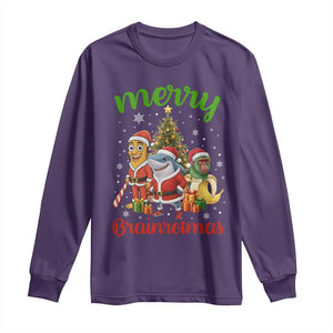 Merry Brainrotmas Long Sleeve Shirt Funny Italian Brainrot Meme Christmas TS12 Purple Print Your Wear