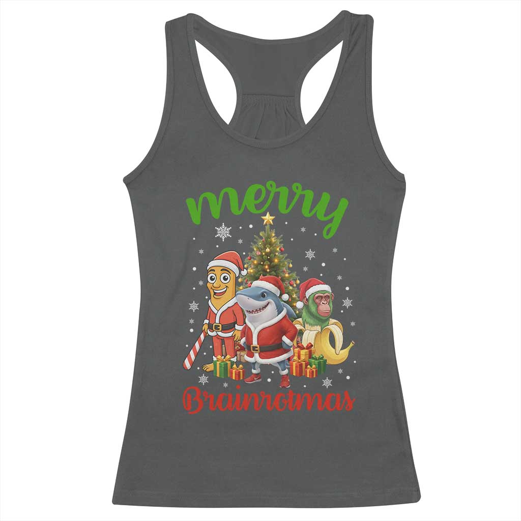 Merry Brainrotmas Racerback Tank Top Funny Italian Brainrot Meme Christmas TS12 Dark Heather Print Your Wear