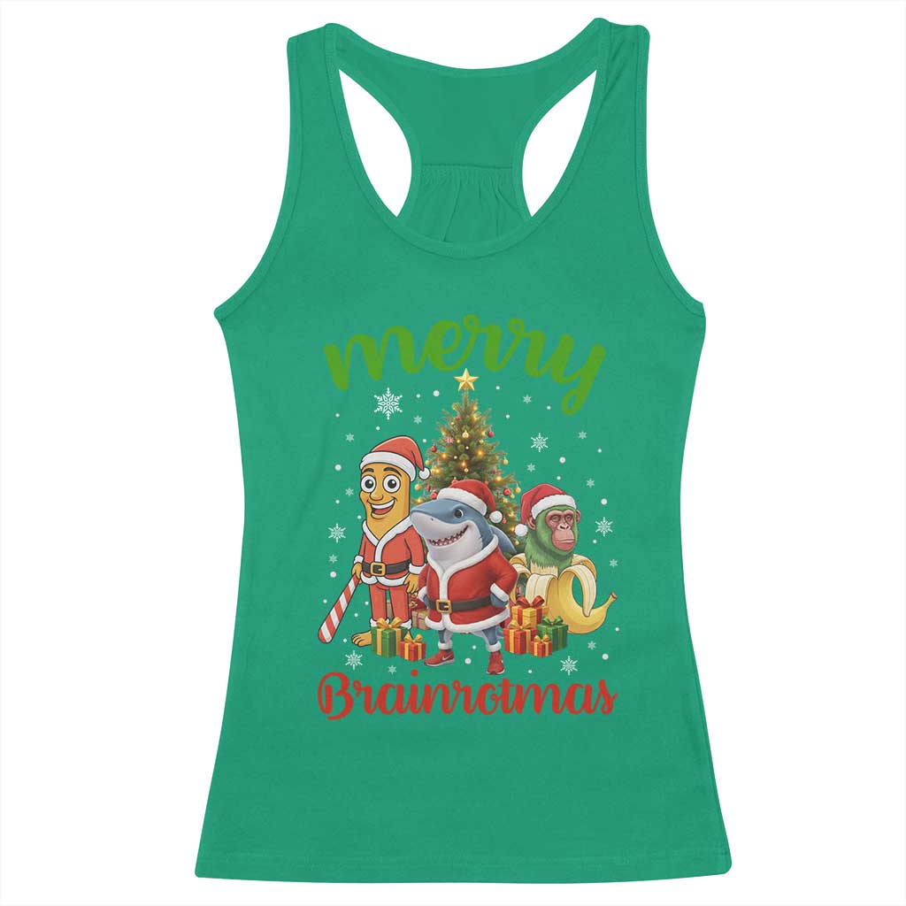 Merry Brainrotmas Racerback Tank Top Funny Italian Brainrot Meme Christmas TS12 Irish Green Print Your Wear