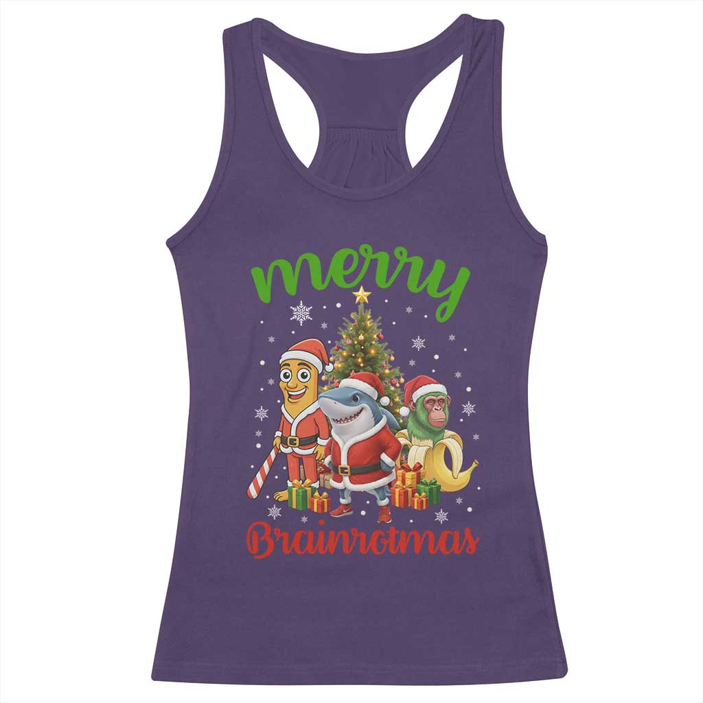 Merry Brainrotmas Racerback Tank Top Funny Italian Brainrot Meme Christmas TS12 Purple Print Your Wear