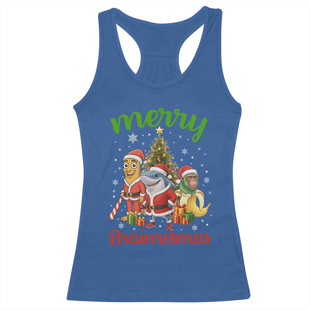 Merry Brainrotmas Racerback Tank Top Funny Italian Brainrot Meme Christmas TS12 Royal Blue Print Your Wear