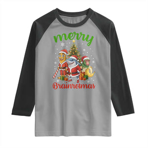 Merry Brainrotmas Raglan Shirt Funny Italian Brainrot Meme Christmas TS12 Sport Gray Black Print Your Wear