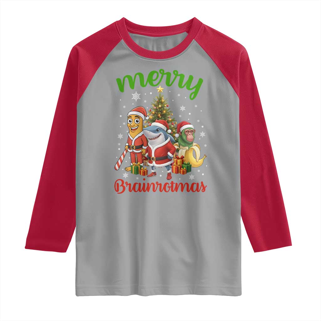 Merry Brainrotmas Raglan Shirt Funny Italian Brainrot Meme Christmas TS12 Sport Gray Red Print Your Wear