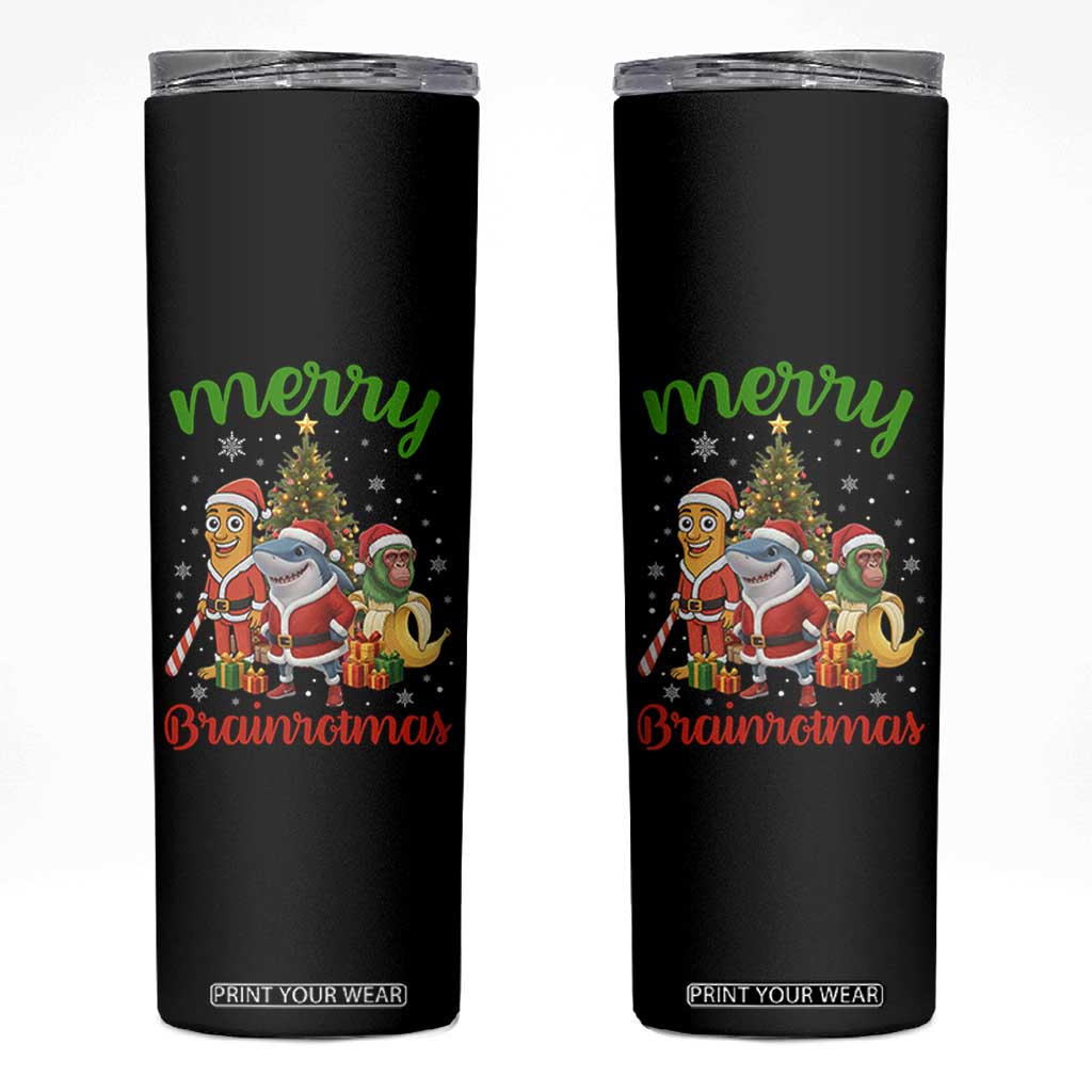 Merry Brainrotmas Skinny Tumbler Funny Italian Brainrot Meme Christmas TS12 Black Print Your Wear