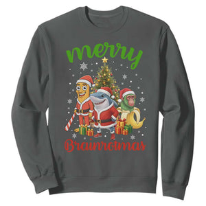 Merry Brainrotmas Sweatshirt Funny Italian Brainrot Meme Christmas TS12 Dark Heather Print Your Wear