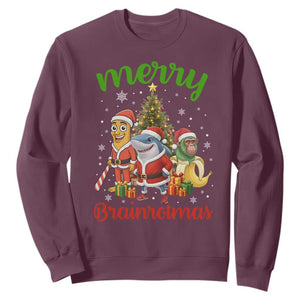 Merry Brainrotmas Sweatshirt Funny Italian Brainrot Meme Christmas TS12 Maroon Print Your Wear
