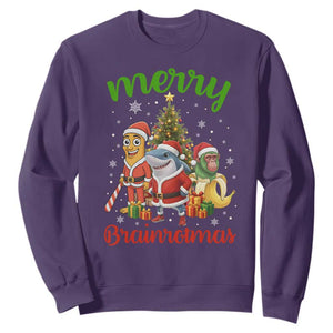 Merry Brainrotmas Sweatshirt Funny Italian Brainrot Meme Christmas TS12 Purple Print Your Wear