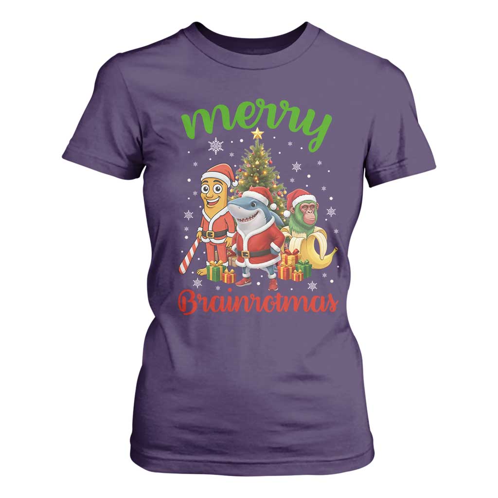 Merry Brainrotmas T Shirt For Women Funny Italian Brainrot Meme Christmas TS12 Purple Print Your Wear