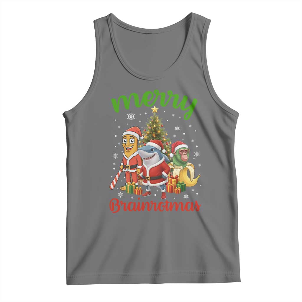 Merry Brainrotmas Tank Top Funny Italian Brainrot Meme Christmas TS12 Black Heather Print Your Wear