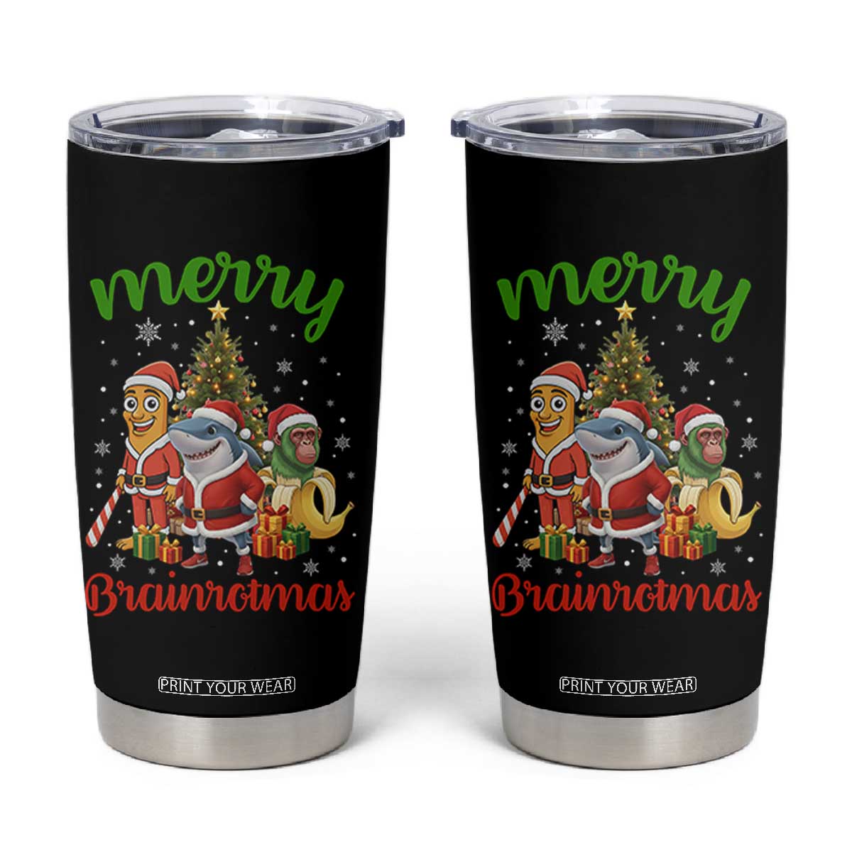 Merry Brainrotmas Tumbler Cup Funny Italian Brainrot Meme Christmas TS12 Black Print Your Wear