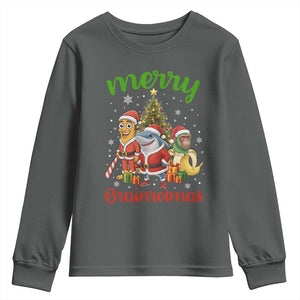 Merry Brainrotmas Youth Sweatshirt Funny Italian Brainrot Meme Christmas TS12 Dark Heather Print Your Wear