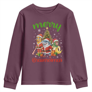 Merry Brainrotmas Youth Sweatshirt Funny Italian Brainrot Meme Christmas TS12 Maroon Print Your Wear
