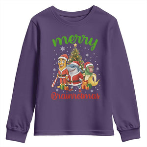 Merry Brainrotmas Youth Sweatshirt Funny Italian Brainrot Meme Christmas TS12 Purple Print Your Wear