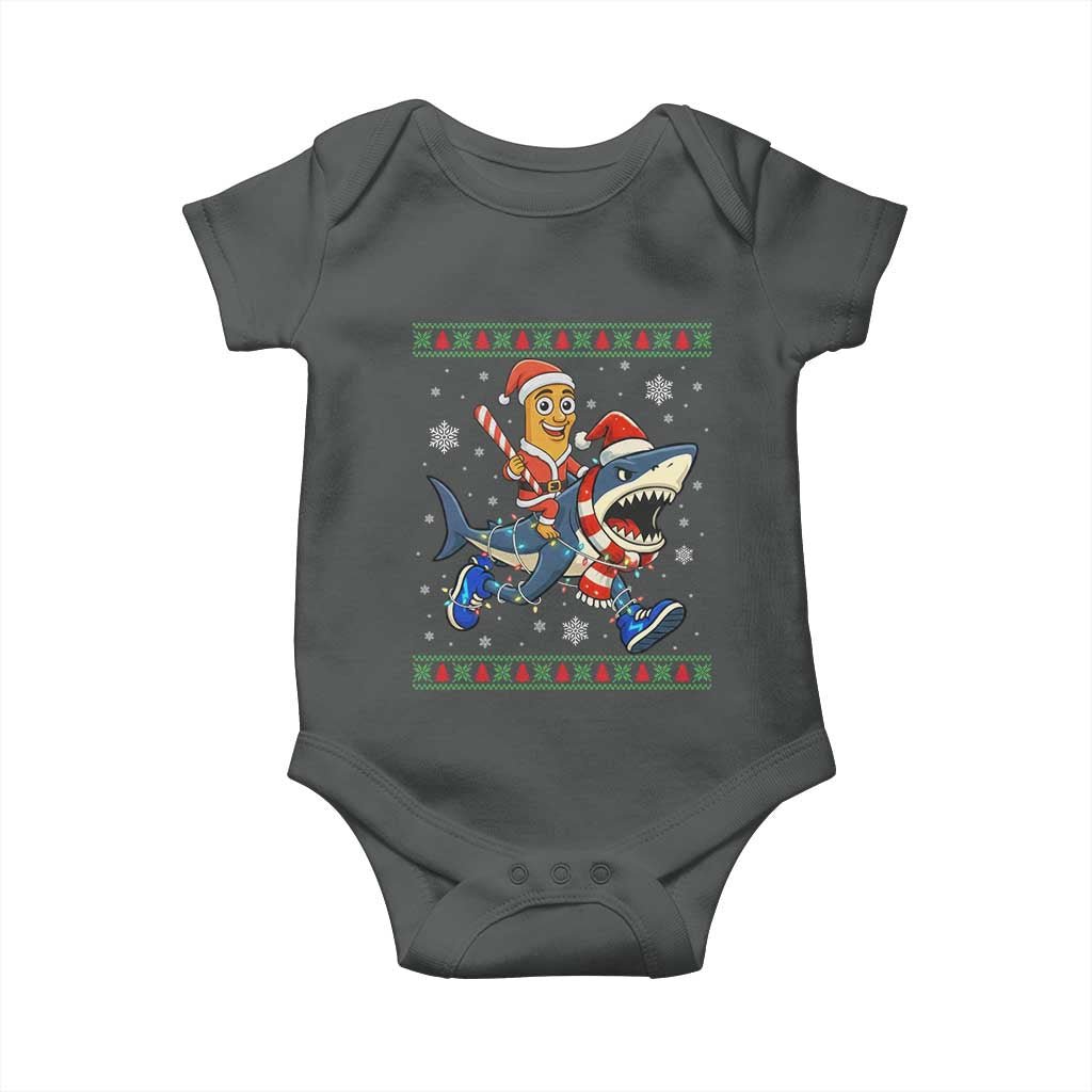 Funny Tung Tung Sahur Riding Tralala Baby Onesie Ugly Chritstmas Italian Brainrot Meme TS12 Dark Heather Print Your Wear