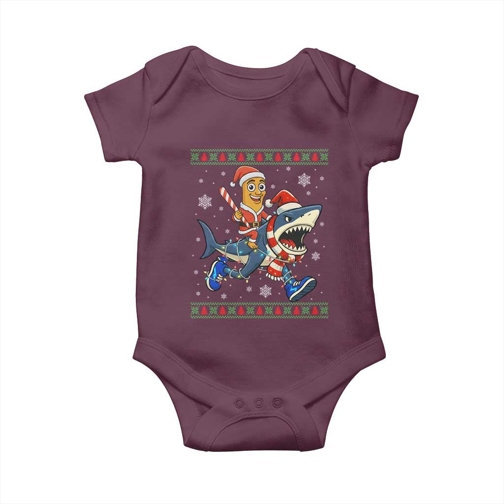 Funny Tung Tung Sahur Riding Tralala Baby Onesie Ugly Chritstmas Italian Brainrot Meme TS12 Maroon Print Your Wear