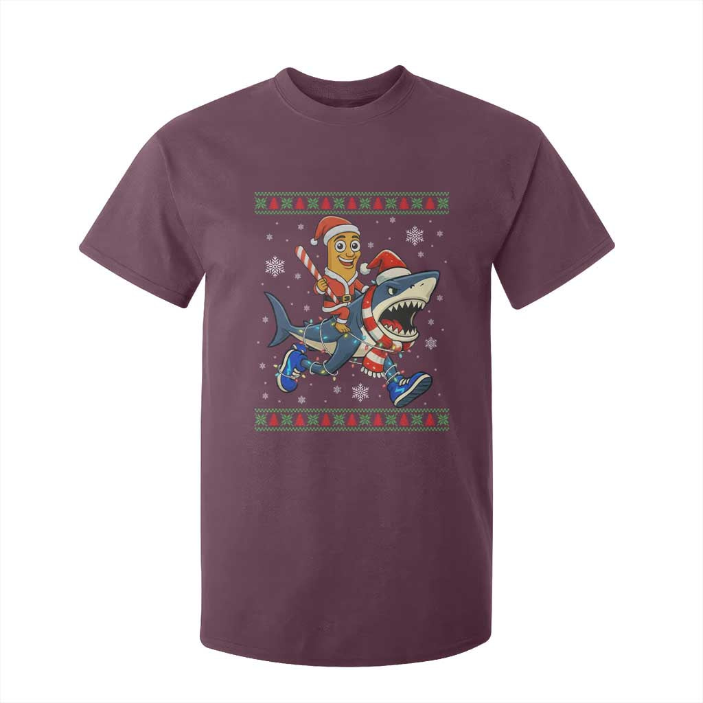 Funny Tung Tung Sahur Riding Tralala T Shirt For Kid Ugly Chritstmas Italian Brainrot Meme TS12 Maroon Print Your Wear