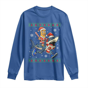 Funny Tung Tung Sahur Riding Tralala Long Sleeve Shirt Ugly Chritstmas Italian Brainrot Meme TS12 Royal Blue Print Your Wear