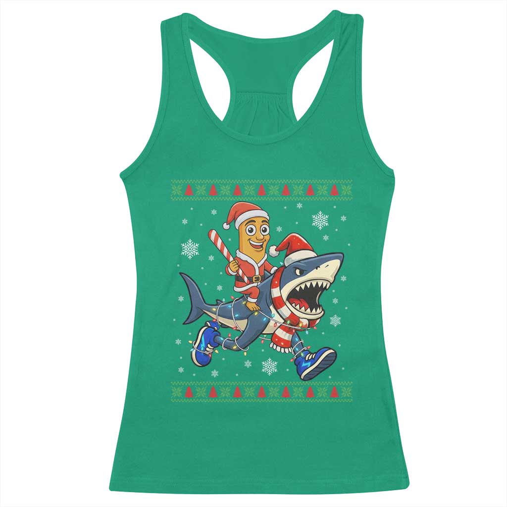 Funny Tung Tung Sahur Riding Tralala Racerback Tank Top Ugly Chritstmas Italian Brainrot Meme TS12 Irish Green Print Your Wear