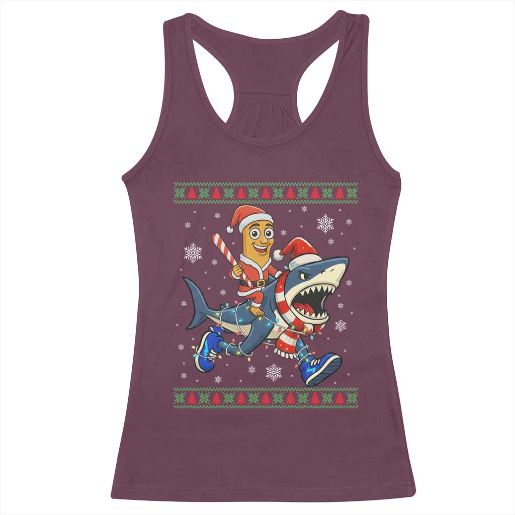 Funny Tung Tung Sahur Riding Tralala Racerback Tank Top Ugly Chritstmas Italian Brainrot Meme TS12 Maroon Print Your Wear