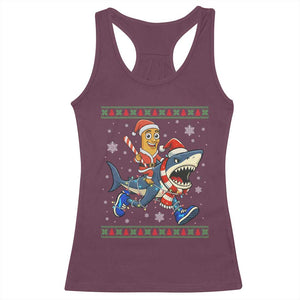 Funny Tung Tung Sahur Riding Tralala Racerback Tank Top Ugly Chritstmas Italian Brainrot Meme TS12 Maroon Print Your Wear