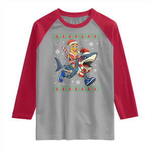 Funny Tung Tung Sahur Riding Tralala Raglan Shirt Ugly Chritstmas Italian Brainrot Meme TS12 Sport Gray Red Print Your Wear