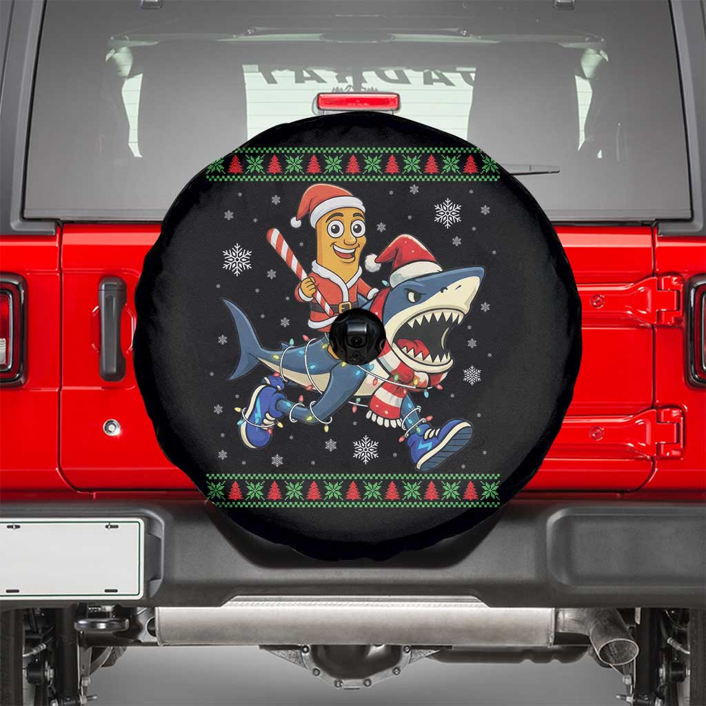 Funny Tung Tung Sahur Riding Tralala Spare Tire Cover Ugly Chritstmas Italian Brainrot Meme TS12 Black Print Your Wear