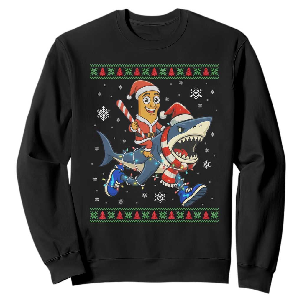 Funny Tung Tung Sahur Riding Tralala Sweatshirt Ugly Chritstmas Italian Brainrot Meme TS12 Black Print Your Wear