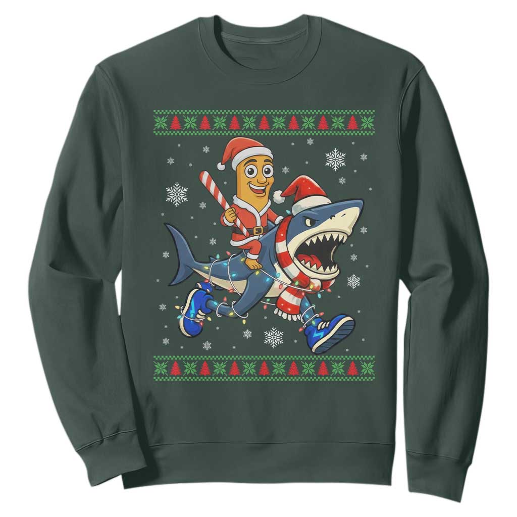 Funny Tung Tung Sahur Riding Tralala Sweatshirt Ugly Chritstmas Italian Brainrot Meme TS12 Dark Forest Green Print Your Wear