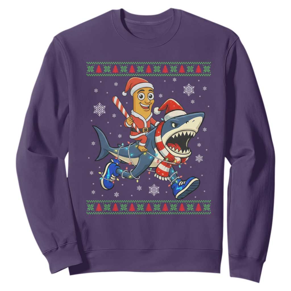 Funny Tung Tung Sahur Riding Tralala Sweatshirt Ugly Chritstmas Italian Brainrot Meme TS12 Purple Print Your Wear