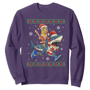 Funny Tung Tung Sahur Riding Tralala Sweatshirt Ugly Chritstmas Italian Brainrot Meme TS12 Purple Print Your Wear
