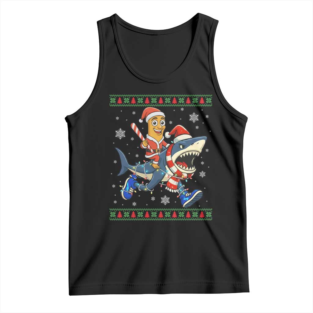 Funny Tung Tung Sahur Riding Tralala Tank Top Ugly Chritstmas Italian Brainrot Meme TS12 Black Print Your Wear