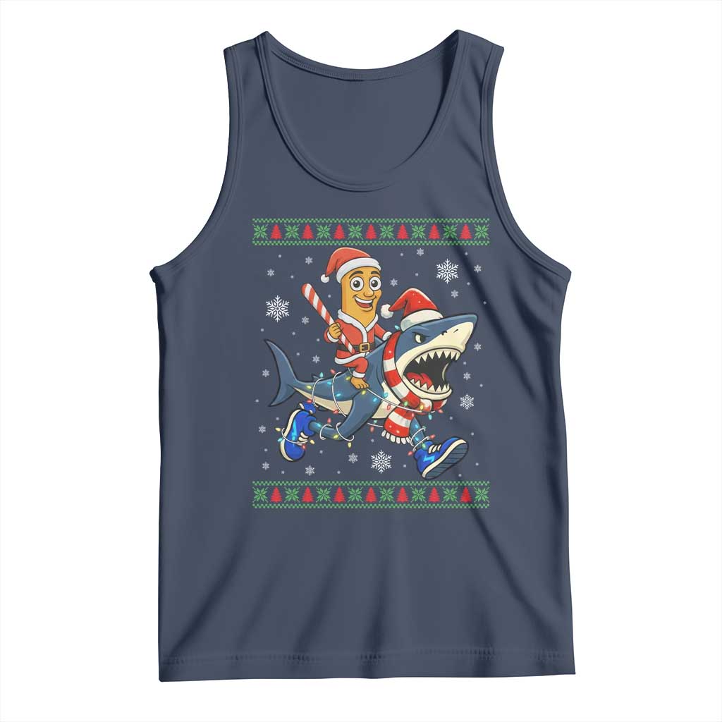 Funny Tung Tung Sahur Riding Tralala Tank Top Ugly Chritstmas Italian Brainrot Meme TS12 Navy Print Your Wear