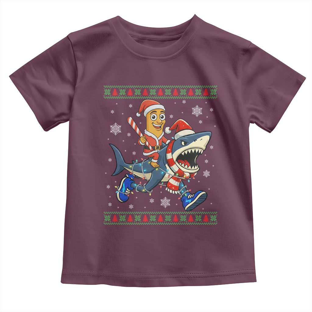 Funny Tung Tung Sahur Riding Tralala Toddler T Shirt Ugly Chritstmas Italian Brainrot Meme TS12 Maroon Print Your Wear