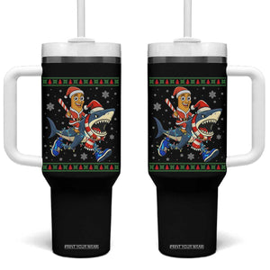 Funny Tung Tung Sahur Riding Tralala Tumbler With Handle Ugly Chritstmas Italian Brainrot Meme TS12 One Size: 40 oz Black Print Your Wear